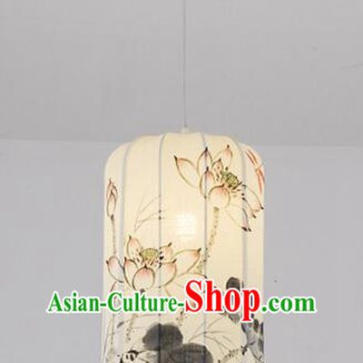 Chinese Classical Ceiling Lamp Palace Lantern Hand Painting Lotus Fish Lantern