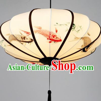 Traditional Chinese Palace Lantern Hand Painting Bamboo Fish Ceiling Lanterns Hanging Lanern