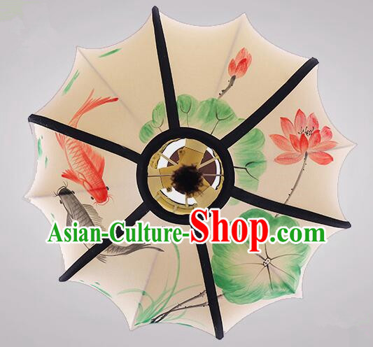 Hand Painting Lotus Koi Lantern Traditional Hanging Lanern Chinese Palace Lantern Hand Painting Lotus Koi Lantern Traditional Hanging Lanern Chinese Palace Lantern