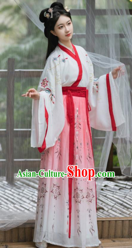 Chinese Ancient Swordswoman Pink Dresses Traditional Hanfu Costumes Jin Dynasty Young Woman Clothing Chinese Ancient Swordswoman Pink Dresses Traditional Hanfu Costumes Jin Dynasty Young Woman Clothing