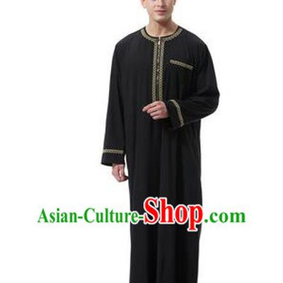 Indian Male Black Robe Traditional Oriental Dance Stage Show Clothing