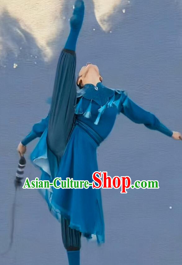 Chinese Swordswoman Dance Costume Classical Dance Clothing Spring Festival Gala Blue Dress Chinese Swordswoman Dance Costume Classical Dance Clothing Spring Festival Gala Blue Dress