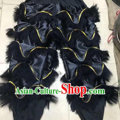 Chinese Professional Lion Dancer Pants Handmade Black Fur Lion Trousers