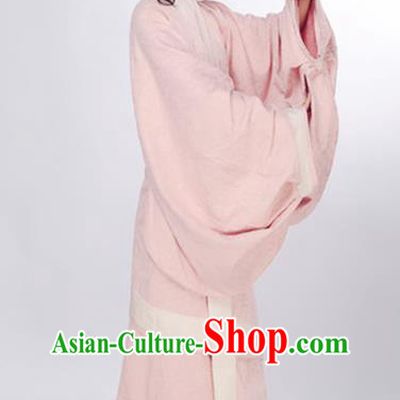 Chinese Han Dynasty Palace Beauty Clothing Ancient Han Fu Pink Curving Front Robe Classical Dance Costume