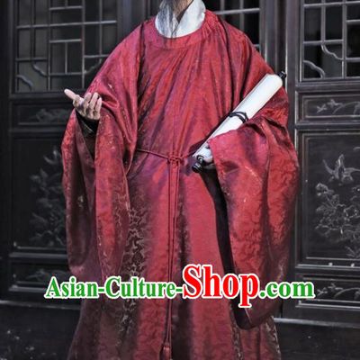 Chinese Ancient Official Clothing Traditional Red Wide Sleeve Gown Ming Dynasty Garment Costume for Men