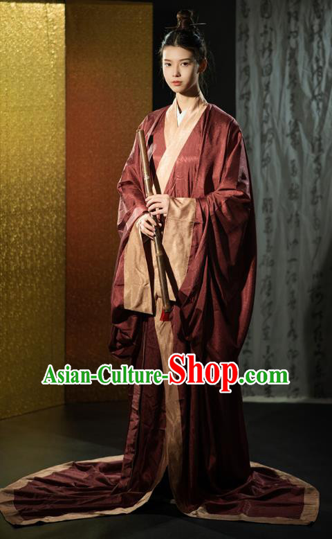 Chinese Traditional Han Fu Straight Front Robe Qin Dynasty Prince Costume Ancient Childe Clothing Chinese Traditional Han Fu Straight Front Robe Qin Dynasty Prince Costume Ancient Childe Clothing
