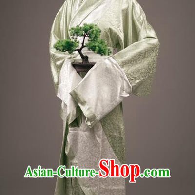 Chinese Ancient Palace Maid Clothing Traditional Han Fu Green Curving Front Robe Han Dynasty Court Woman Costume