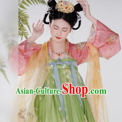 Chinese Hanfu Dresses Ancient Princess Costumes Tang Dynasty Palace Lady Clothing Ru Qun Complete Set