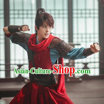Chinese Ancient Young Hero Red Clothing TV Series The Blood of Youth Swordsman Lei Wuji Garment Costumes