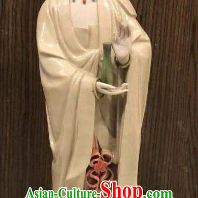 Chinese Guan Yin with Bottle Statue Shiwan Ceramic Avalokitesvara Sculpture Kwan Yin Figurine