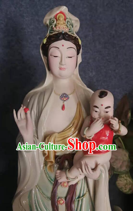 Chinese Songzi Guan Yin Statue Shiwan Ceramic Sculpture Figurine Chinese Songzi Guan Yin Statue Shiwan Ceramic Sculpture Figurine