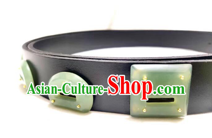 Chinese Tang Dynasty Jade Belt Ancient Hanfu Belts Traditional Leather Waistband for Men Chinese Tang Dynasty Jade Belt Ancient Hanfu Belts Traditional Leather Waistband for Men