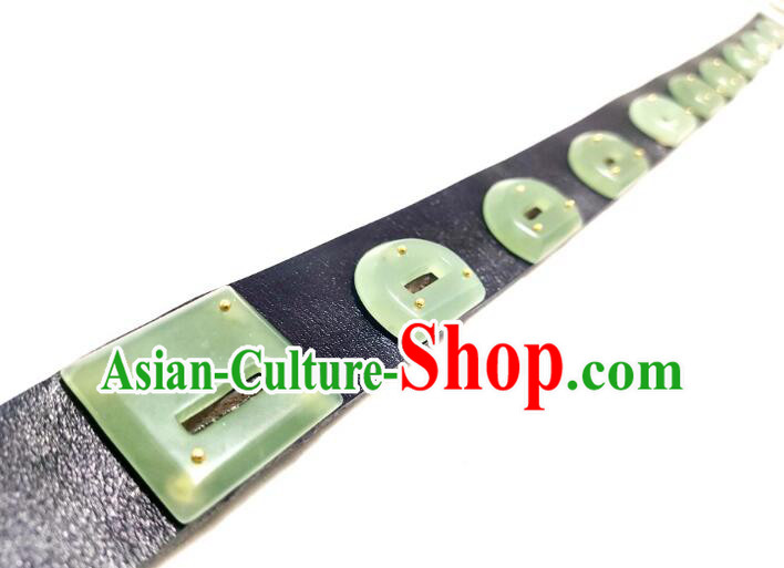 Chinese Tang Dynasty Jade Belt Ancient Hanfu Belts Traditional Leather Waistband for Men Chinese Tang Dynasty Jade Belt Ancient Hanfu Belts Traditional Leather Waistband for Men