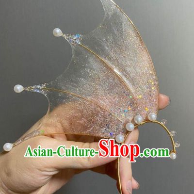 Handmade Stage Performance Earrings Tassel Light Golden Fins Accessories Cosplay Mermaid Ear Jewelries