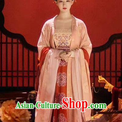 Chinese Tang Dynasty Historical Costumes Ancient Dance Beauty Clothing TV Series A Dream of Splendor Zhao Pan Er Dresses and Headpieces