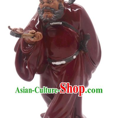 Chinese Hand Made Shi Wan Figurine Ceramics Artistic Zhong Kui Statue Bringing Blessings To Hall