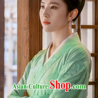 Chinese Teleplay A Dream of Splendor Geisha Zhao Pan Er Green Dresses Song Dynasty Historical Costumes Ancient Dancing Beauty Clothing