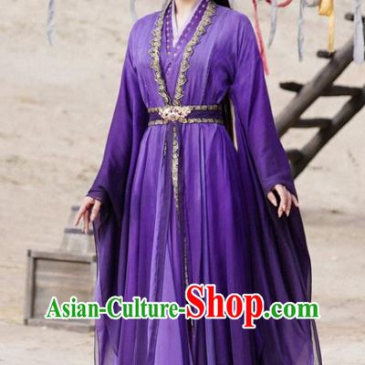 Chinese Ancient Fairy Clothing Drama Immortal Samsara Tao Zi Qi Purple Dresses Xian Xia TV Series Swordswoman Costumes