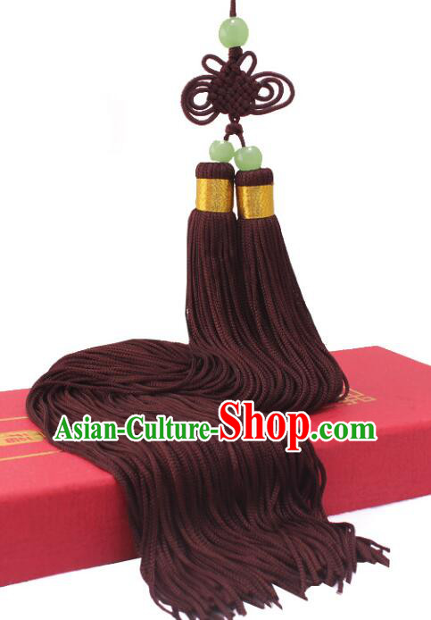 Chinese Handmade Jade Beads Pendant Tai Chi Sword Brown Tassels Chinese Handmade Jade Beads Pendant Tai Chi Sword Brown Tassels