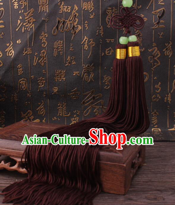 Chinese Handmade Jade Beads Pendant Tai Chi Sword Brown Tassels Chinese Handmade Jade Beads Pendant Tai Chi Sword Brown Tassels