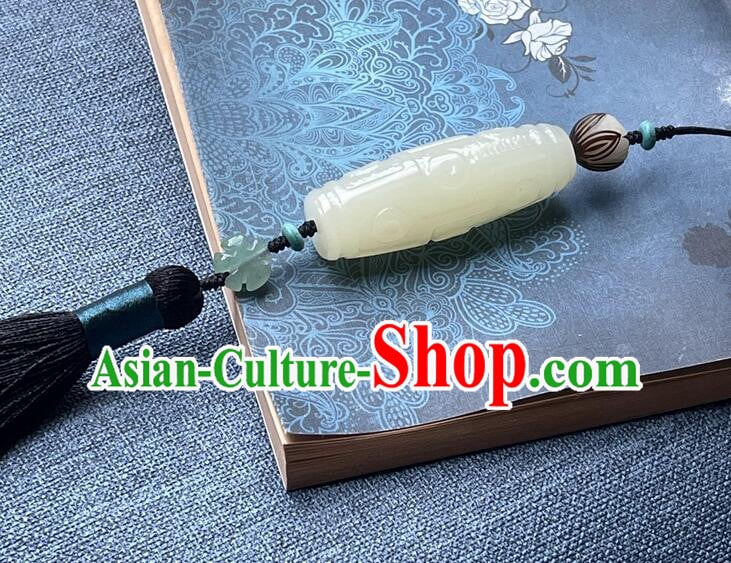 Chinese Tai Chi Sword Fringe Handmade Black Tassels Jade Pendant Chinese Tai Chi Sword Fringe Handmade Black Tassels Jade Pendant