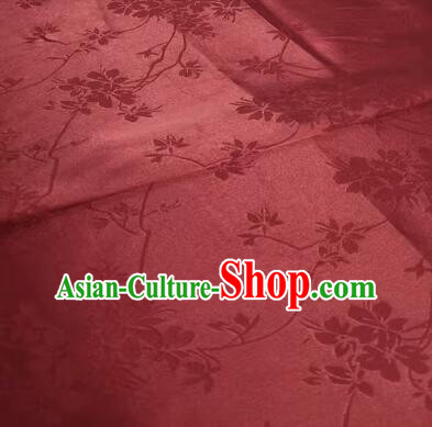 Chinese Traditional Jacquard Fabric Classical Plum Blossom Patterns Design Red Satin Silk Chinese Traditional Jacquard Fabric Classical Plum Blossom Patterns Design Red Satin Silk