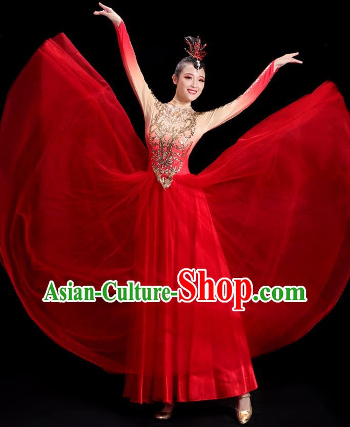 Professional Opening Dance Magenta Dress Women Group Dance Clothing Chorus Performance Costume Professional Opening Dance Magenta Dress Women Group Dance Clothing Chorus Performance Costume