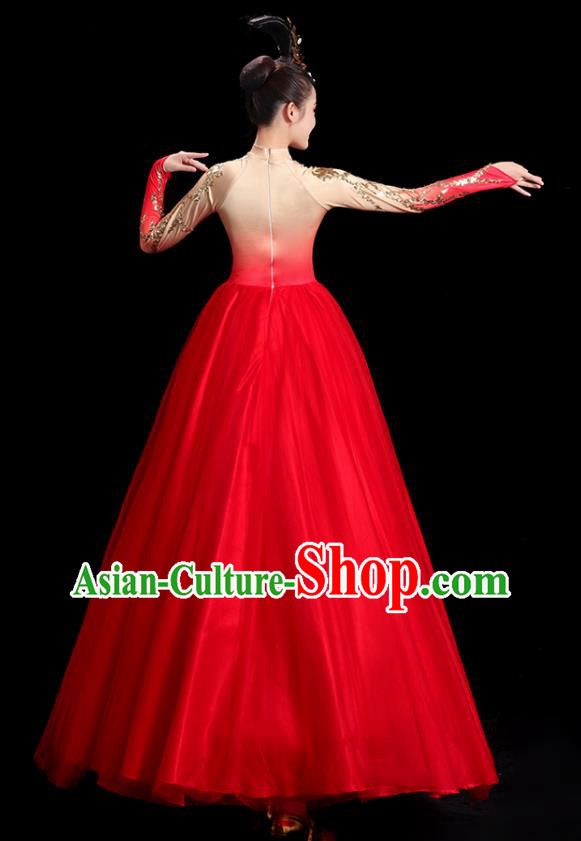 Professional Opening Dance Magenta Dress Women Group Dance Clothing Chorus Performance Costume Professional Opening Dance Magenta Dress Women Group Dance Clothing Chorus Performance Costume
