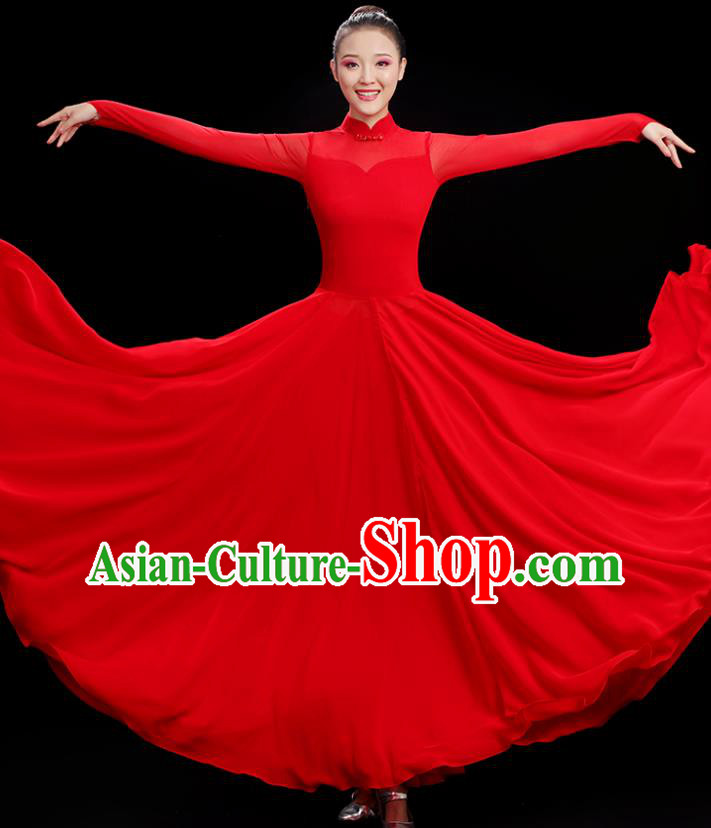 Chinese Classical Dance Costume Opening Dance Red Dress Women Group Chorus Clothing Chinese Classical Dance Costume Opening Dance Red Dress Women Group Chorus Clothing
