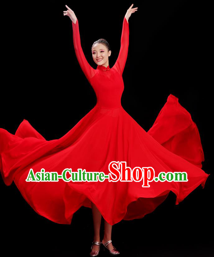 Chinese Classical Dance Costume Opening Dance Red Dress Women Group Chorus Clothing Chinese Classical Dance Costume Opening Dance Red Dress Women Group Chorus Clothing