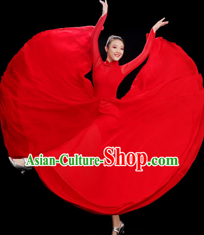 Chinese Classical Dance Costume Opening Dance Red Dress Women Group Chorus Clothing Chinese Classical Dance Costume Opening Dance Red Dress Women Group Chorus Clothing