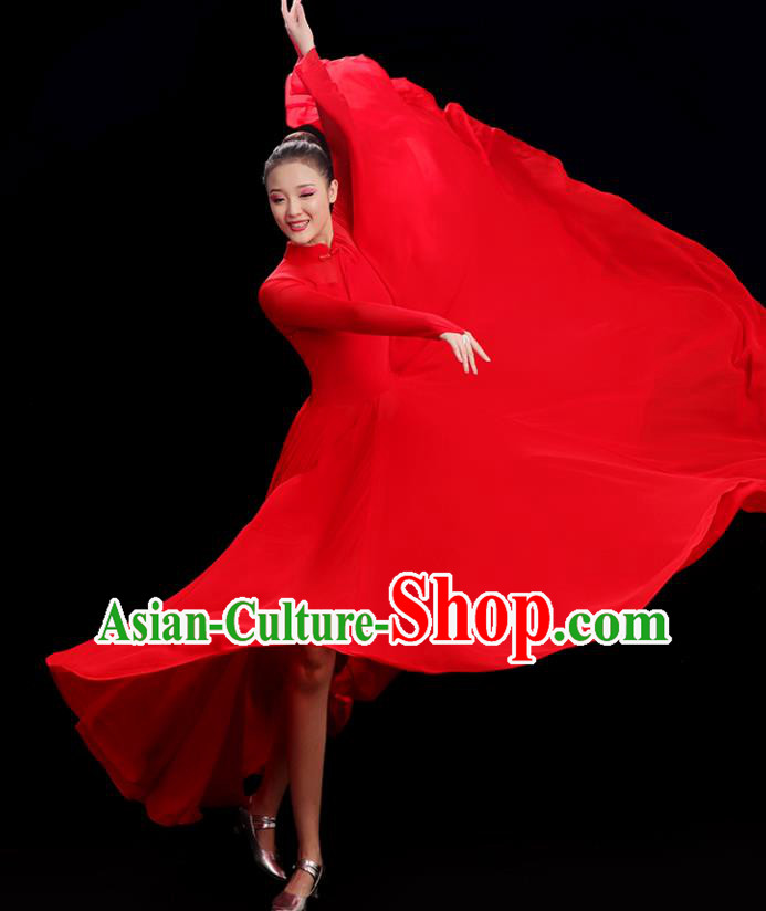 Chinese Classical Dance Costume Opening Dance Red Dress Women Group Chorus Clothing Chinese Classical Dance Costume Opening Dance Red Dress Women Group Chorus Clothing