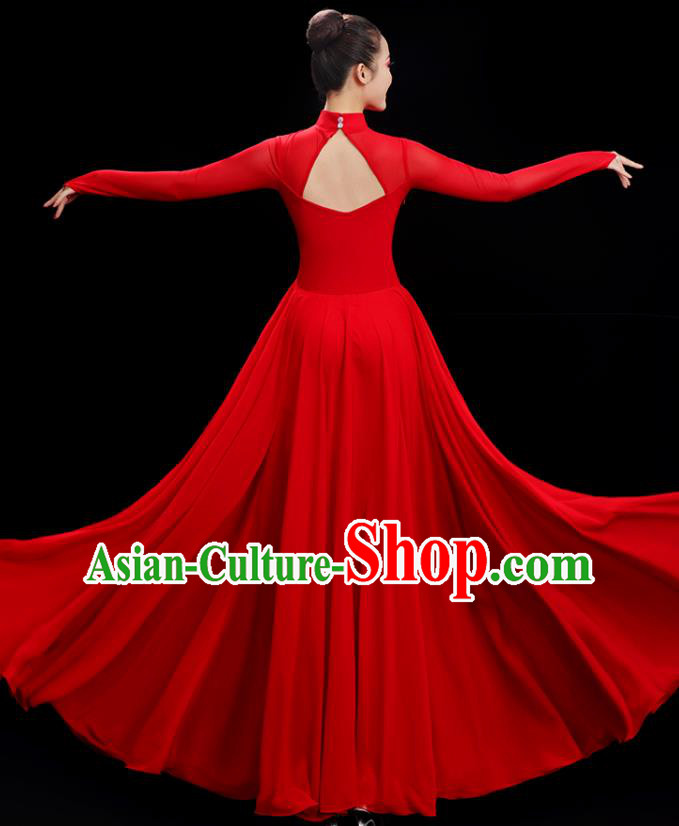Chinese Classical Dance Costume Opening Dance Red Dress Women Group Chorus Clothing Chinese Classical Dance Costume Opening Dance Red Dress Women Group Chorus Clothing