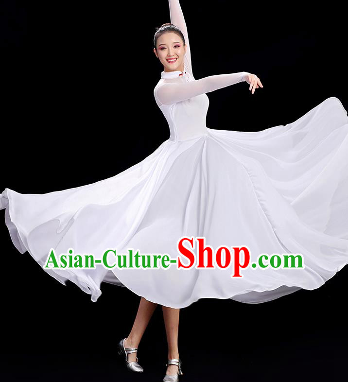 Chinese Women Group Chorus Clothing Classical Dance Costume Opening Dance White Dress Chinese Women Group Chorus Clothing Classical Dance Costume Opening Dance White Dress