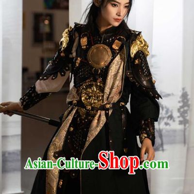 Ancient Chinese General Armor Costumes Ming Dynasty Hauberk Chain Armor Complete Set