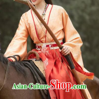 Chinese Han Dynasty Young Lady Garment Costumes Ancient Noble Woman Clothing TV Series Love Like The Galaxy Wang Ling Dresses