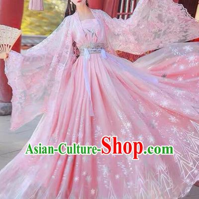 China Ancient Court Princess Clothing Traditional Pink Hanfu Dresses Tang Dynasty Empress Costumes