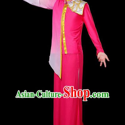 China Fan Dance Clothing Yangko Dance Pink Outfit Male Group Stage Show Costume Modern Dance Fashion