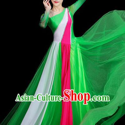 Top Group Stage Show Costume Modern Dance Fashion Opening Dance Clothing Women Chorus Green Dress