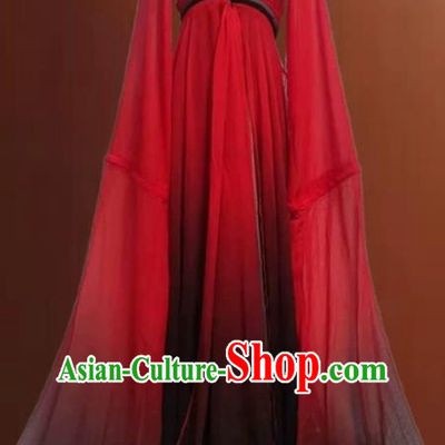 China Water Sleeve Dance Red Dress Women Group Dance Clothing Classical Dance Costume Hanfu Show Fashion