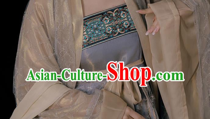 China Hanfu Clothing Tang Dynasty Princess Blue Dresses Ancient Fairy Garment Costumes