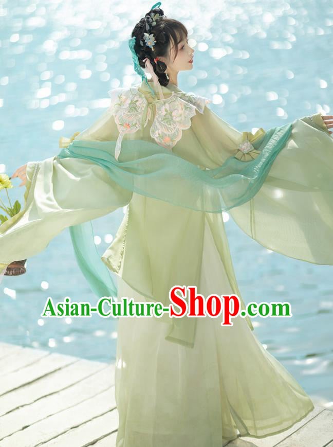 China Tang Dynasty Princess Green Dresses Ancient Butterfly Fairy Garment Costumes Hanfu Ruqun Clothing China Tang Dynasty Princess Green Dresses Ancient Butterfly Fairy Garment Costumes Hanfu Ruqun Clothing