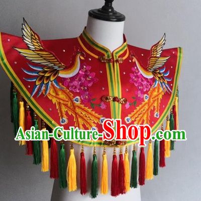China Fiesta Parade Master Tippet Costume Nuo Opera God Clothing Embroidered Red Cappa