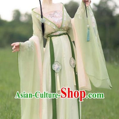 China Hanfu Ruqun Clothing Southern and Northern Dynasties Princess Green Dresses Ancient Fairy Garment Costumes