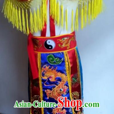 China Nuo Opera Combat Red Outfit Fiesta Parade God Embroidered Cappa and Skirt Folk Dance Immortal Clothing