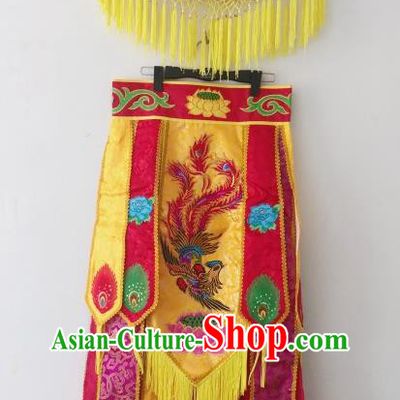 China Nuo Opera Immortal Combat Red Outfit Witchcraft Parade God Embroidered Cappa and Skirt Folk Dance Clothing