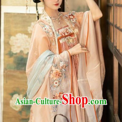 China Tang Dynasty Court Woman Clothing Ancient Palace Princess Garment Costumes Traditional Embroidered Hanfu Dresses