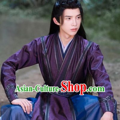 China Drama Immortal Samsara Mountain Deity Zi Lin Garments Ancient Young Hero Costumes TV Series Swordsman Purple Clothing