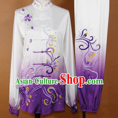 China Martial Arts Tournament Embroidered Clothing Tai Chi Competition Purple Uniform Kung Fu Performance Costume