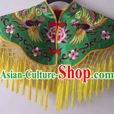 Chinese Folk Dance Embroidered Tippet Sacrifice God Dancing Clothing Witchcraft Performance Green Cappa